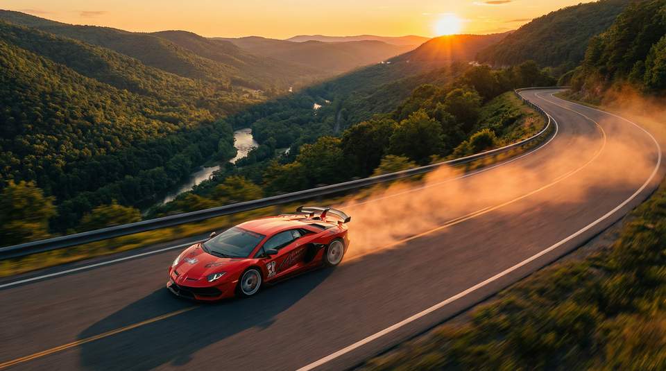 四虎视频：红色Aventador SVJ山路激驾